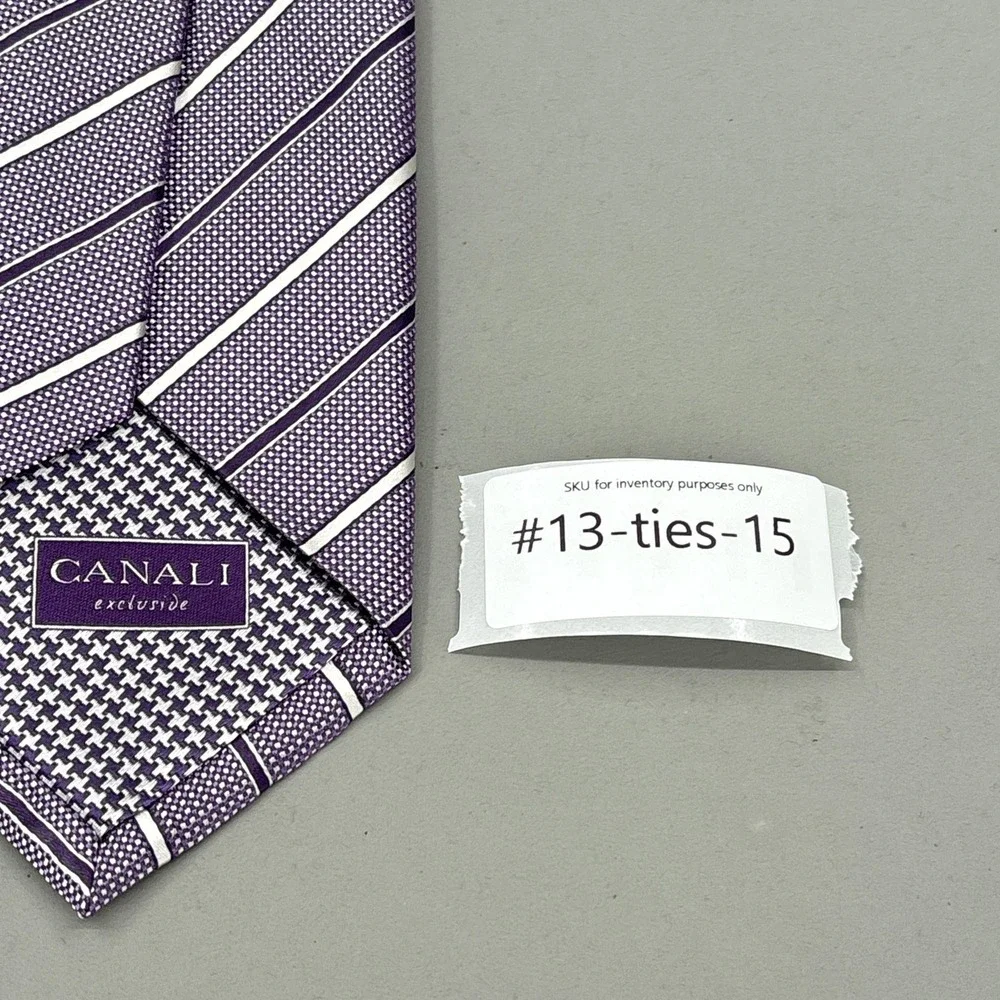 Canali Tie‎ Mens Purple Jacquard Stripe 100% Silk Made Italy Woven Necktie NEW